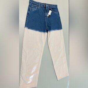 Nasty Gal Ombre Dip Dye Jeans High Waisted Straight Leg Pink US 8 NWT